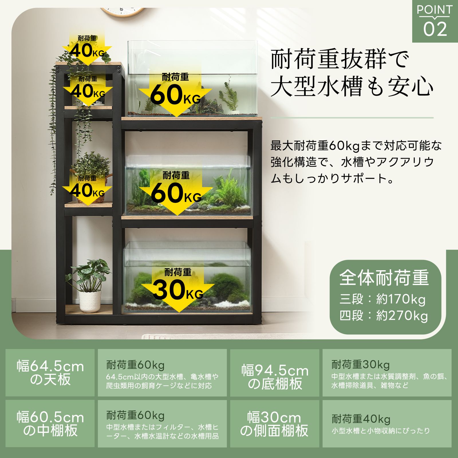 数量限定セール」全新品 【四段-高さ120cm】水槽台 水槽スタンド 耐