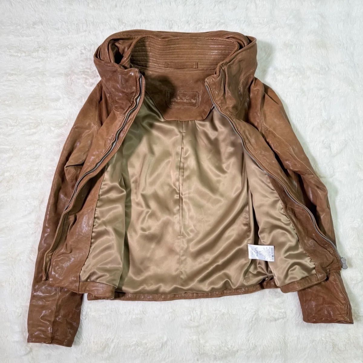 GOA ゴア ゴートレザー フード レザージャケット M ブラウン 山羊革