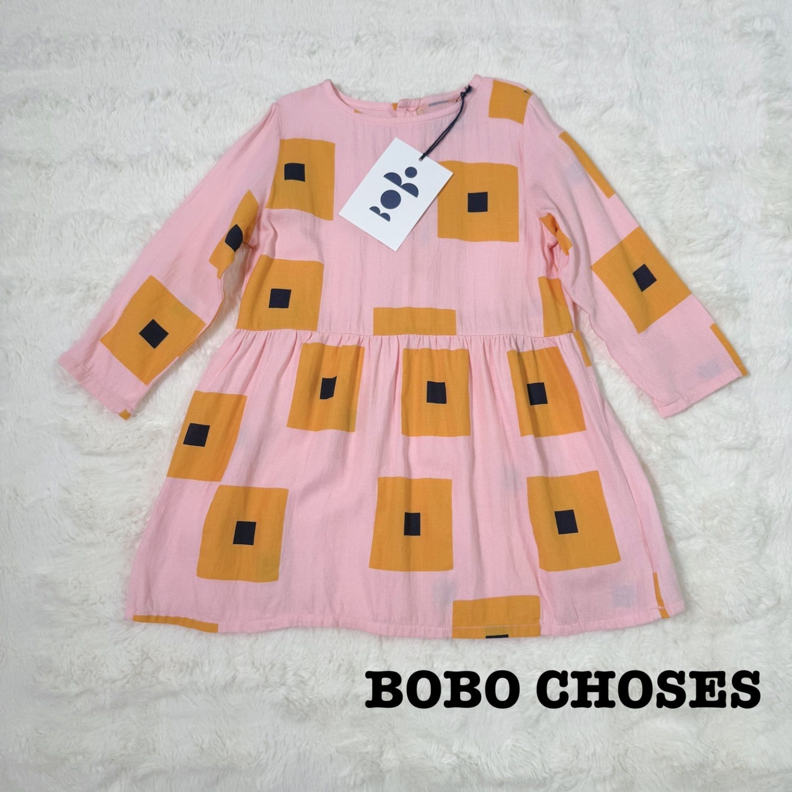 BOBO CHOSES ボボショーズ ワンピース 18-24M 86cm ピンク スクエア柄 