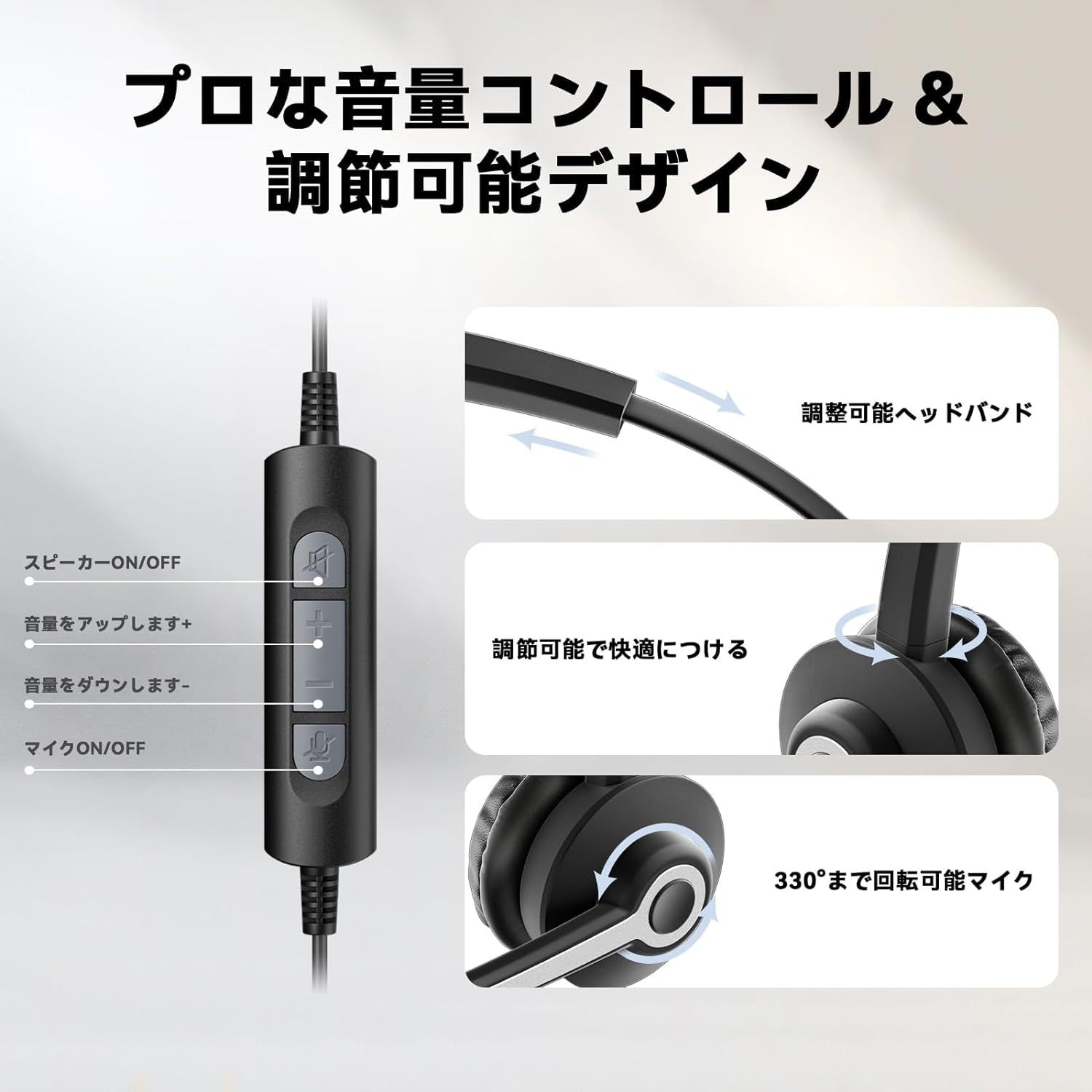 アウトレット ドイツ WantekヘッドセットUSB 3.5mm TypeC 両耳 ノイズ