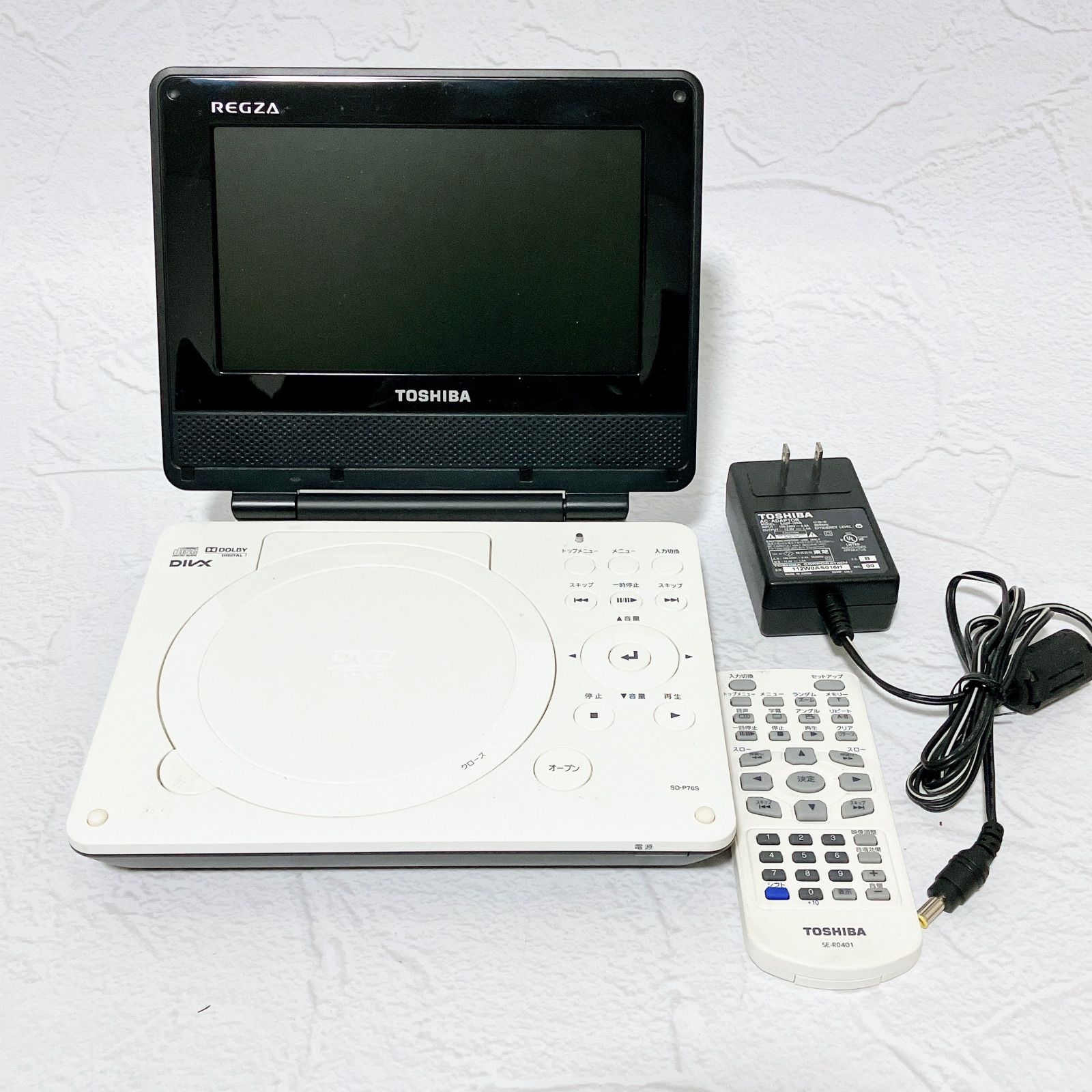 TOSHIBA REGZA SD-P76SW ポータブルDVDプレーヤー 7型 リモコンSE