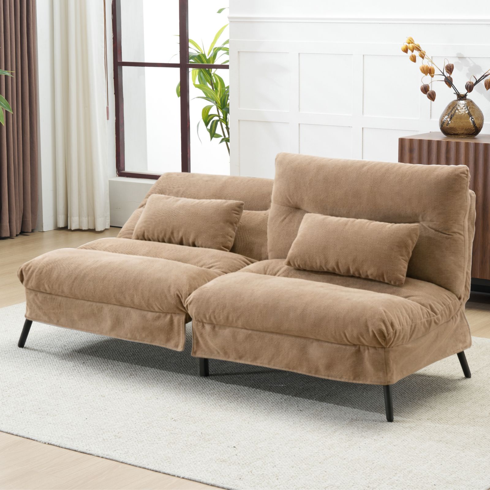 【ベージュ】ソファベッド リクライニングソファ 組立て簡単 幅182㎝ 新入荷」全新品 ソファベッド ソファ ベッド 組立て簡単 事務室用