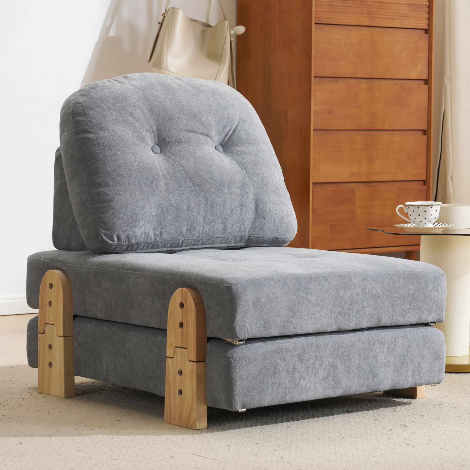 全新品 ソファベッド 一人用 ふわふわ生地 カウチソファー 肘付き 一人 