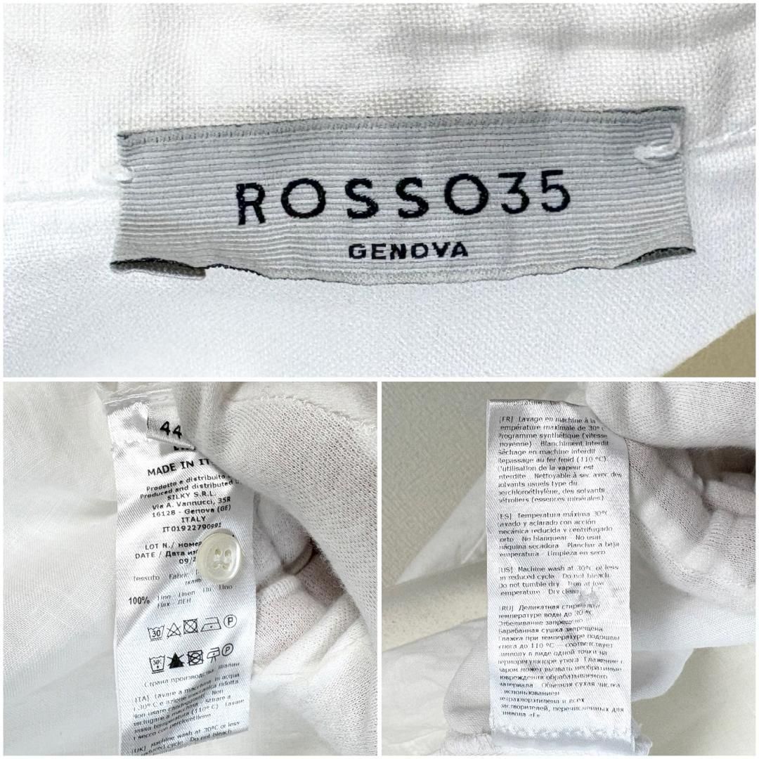 美品】 ROSSO35 長袖ブラウス リネンスキッパーシャツ 44 ホワイト 