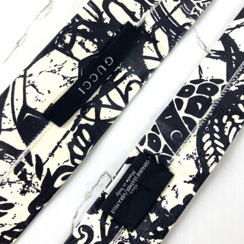 GUCCI グッチ ネクタイ レザータイ ナロータイ ロゴ フラワー