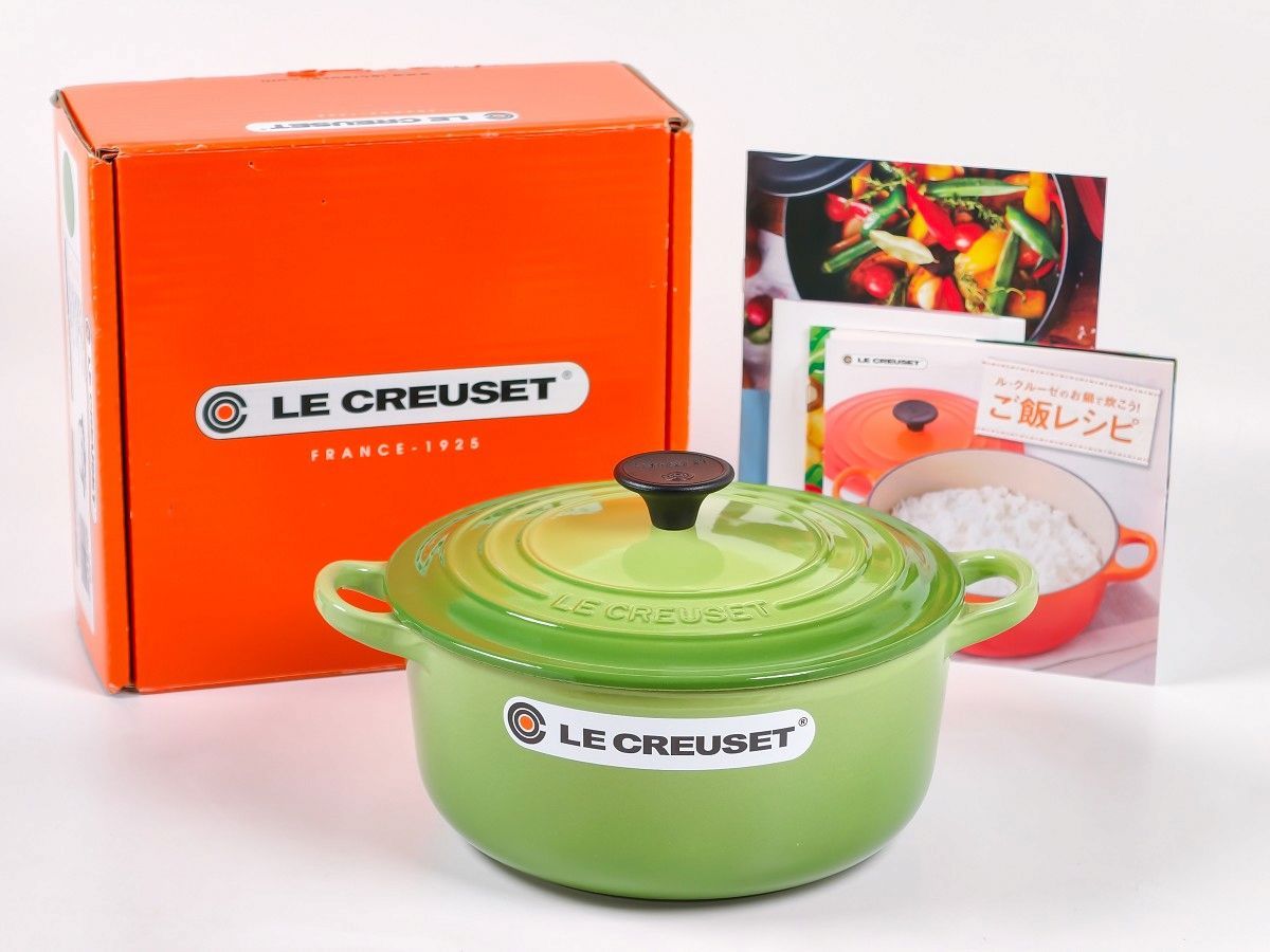 未使用 LE CREUSET ルクルーゼ ホーロー鍋 ココットロンド トラディション 20cm/2.4L パームグリーン 廃盤
