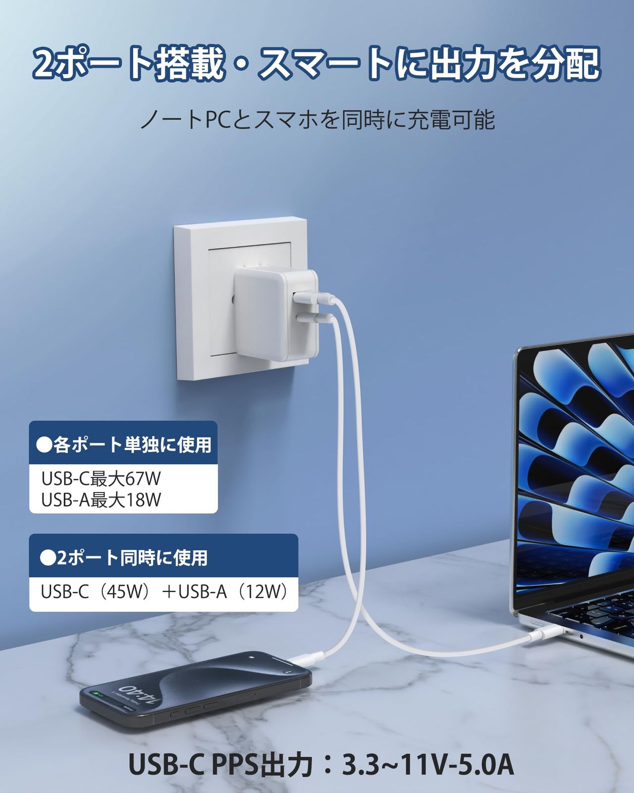 Dalugo MacBook用 充電器 Type-C 67W GaN採用 PD対応 ノートパソコン