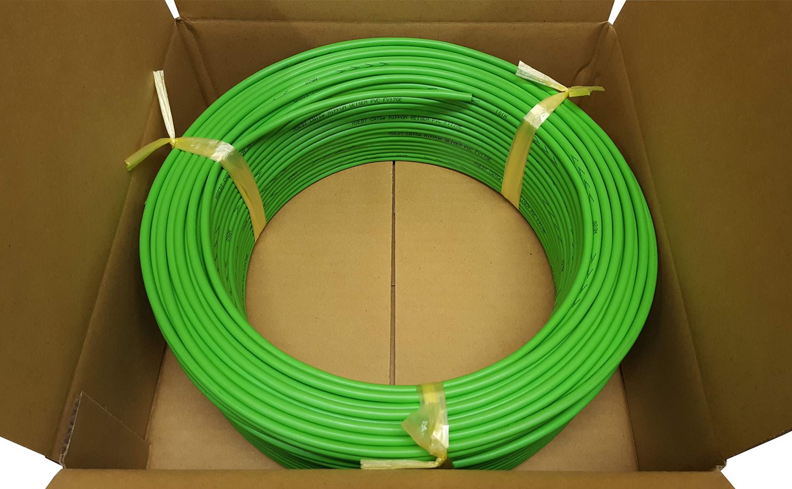 日本製線 高性能ギガビット伝送対応LANケーブル （Cat5e) 100m巻(若草 