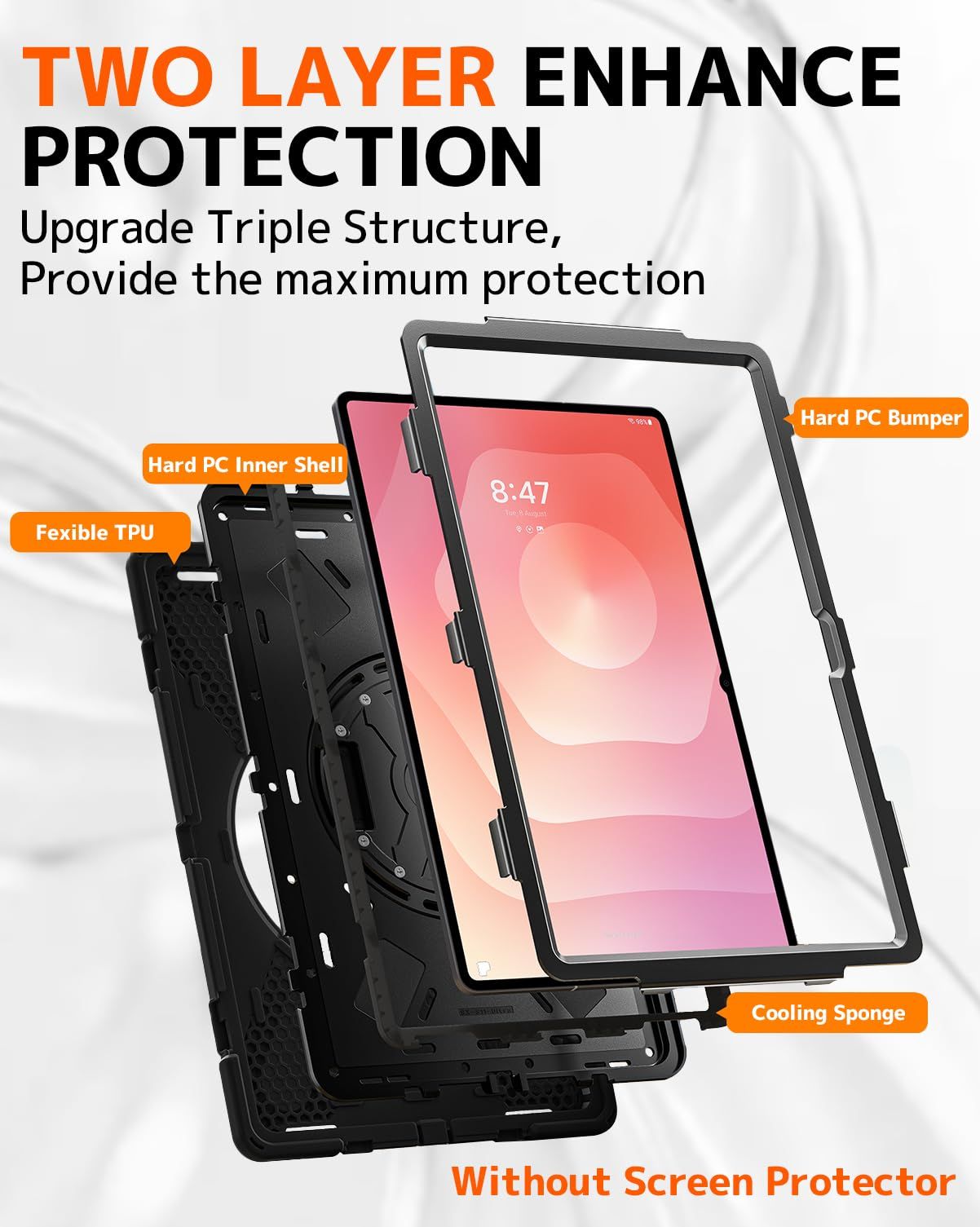 【NINKI】Galaxy Tab S11 Ultra ケース リストバンド ペンホルダー キックスタンド ストラップ付き 液晶保護フイルム TPU+PU シリコン タブレットケース 全面保護 耐衝撃 汚れ防止 擦り傷防止 Tab S11 Ul
