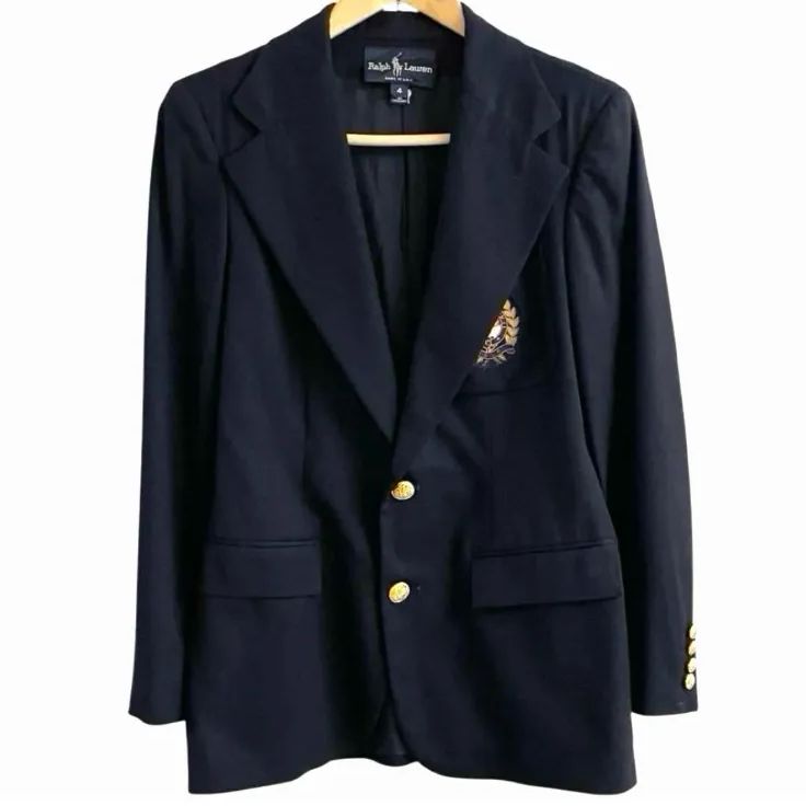 USA製 RALPH LAUREN ラルフローレン エンブレム ワッペン 金釦 紺