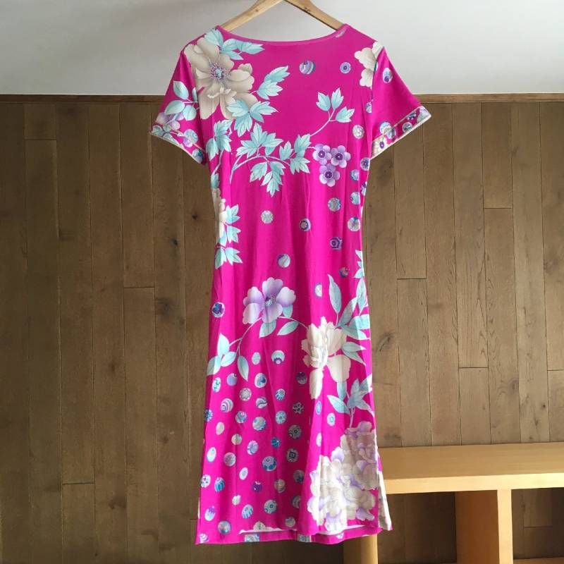 美品 LEONARD レオナール 花柄 フラワー ロング ワンピース40 0450926