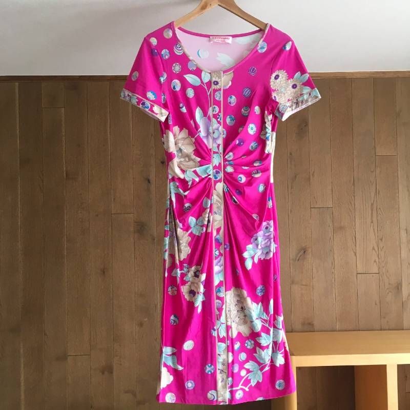 美品 LEONARD レオナール 花柄 フラワー ロング ワンピース40 0450926