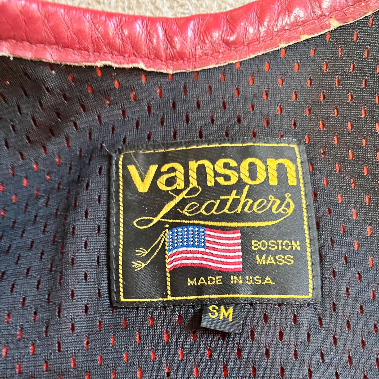 USA製 VANSON バンソン 半袖 パンチングレザージャケット SM 本革