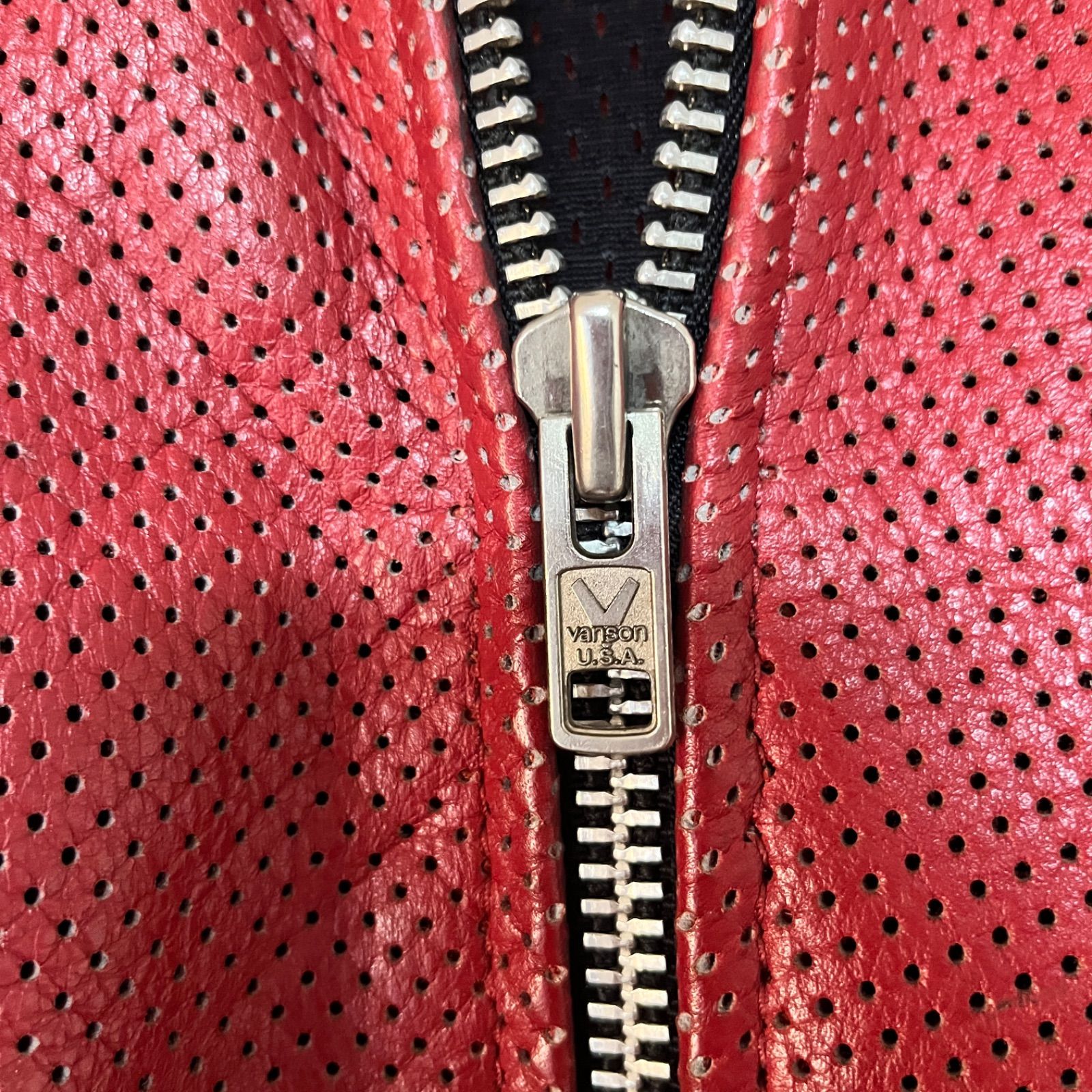 USA製 VANSON バンソン 半袖 パンチングレザージャケット SM 本革