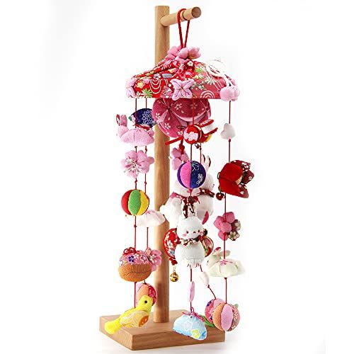 OKBABY つるし雛 つるし飾り 吊るし飾り 天然木製台付 42cm 吊るし毬 吊るし雛 傘福 雛具 さげもん 雛人形 ひな人形 桃の節句 m 25b8cfde