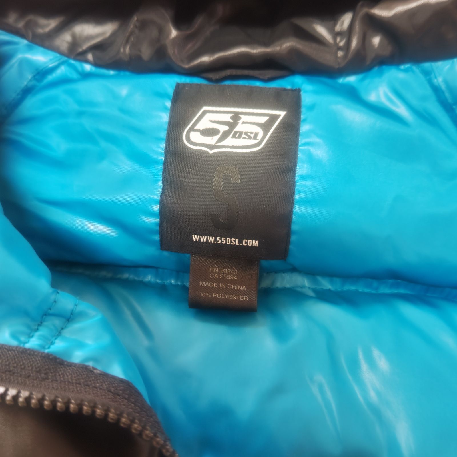 55DSL by DIESEL ダウンジャケット ブラック 光沢 フード付 Sサイズ 