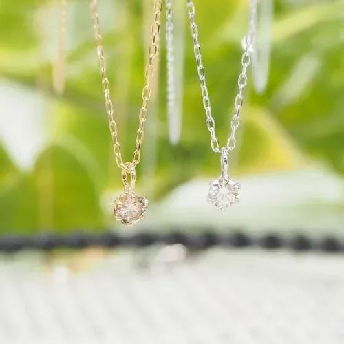アクセサリー K10YG/WG 0.08ct天然ダイヤモンド一粒ネックレス