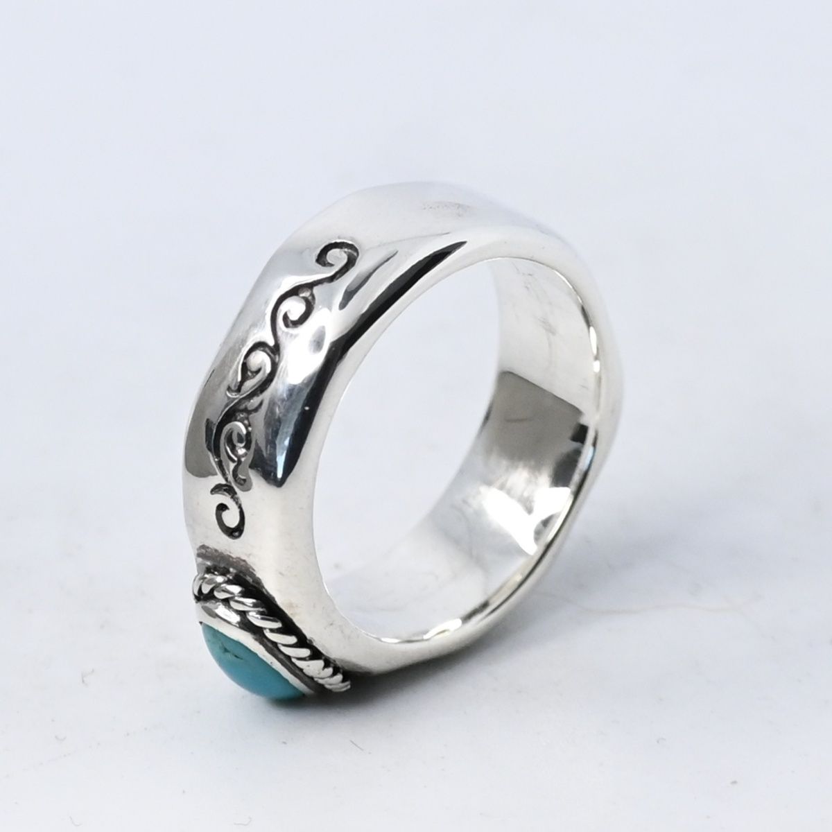 研磨済】SAAD ターコイズ リング 7号 シルバー925 太陽神 サード