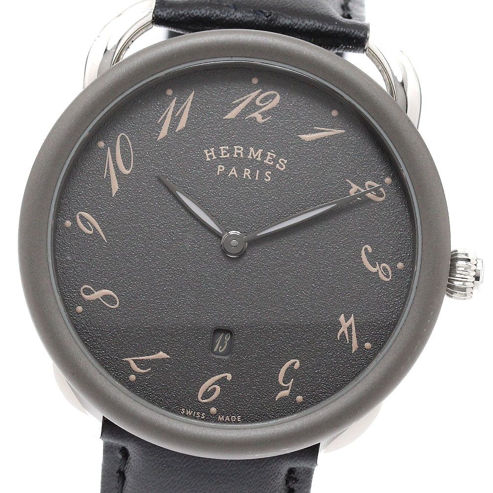 エルメス HERMES AR7Q.810a アルソーGM デイト クォーツ メンズ 良品