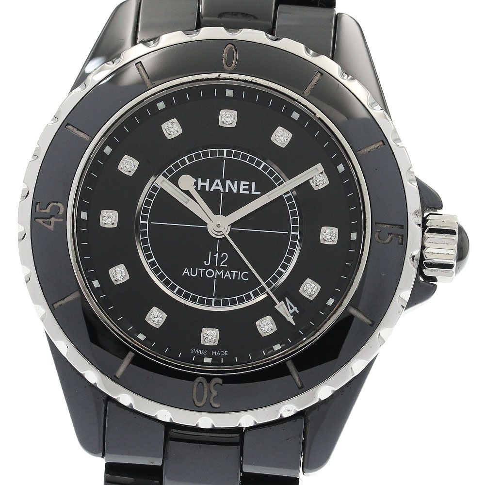 シャネル CHANEL H1626 J12 38ｍｍ 黒セラミック 12Pダイヤ 自動巻き メンズ _939627