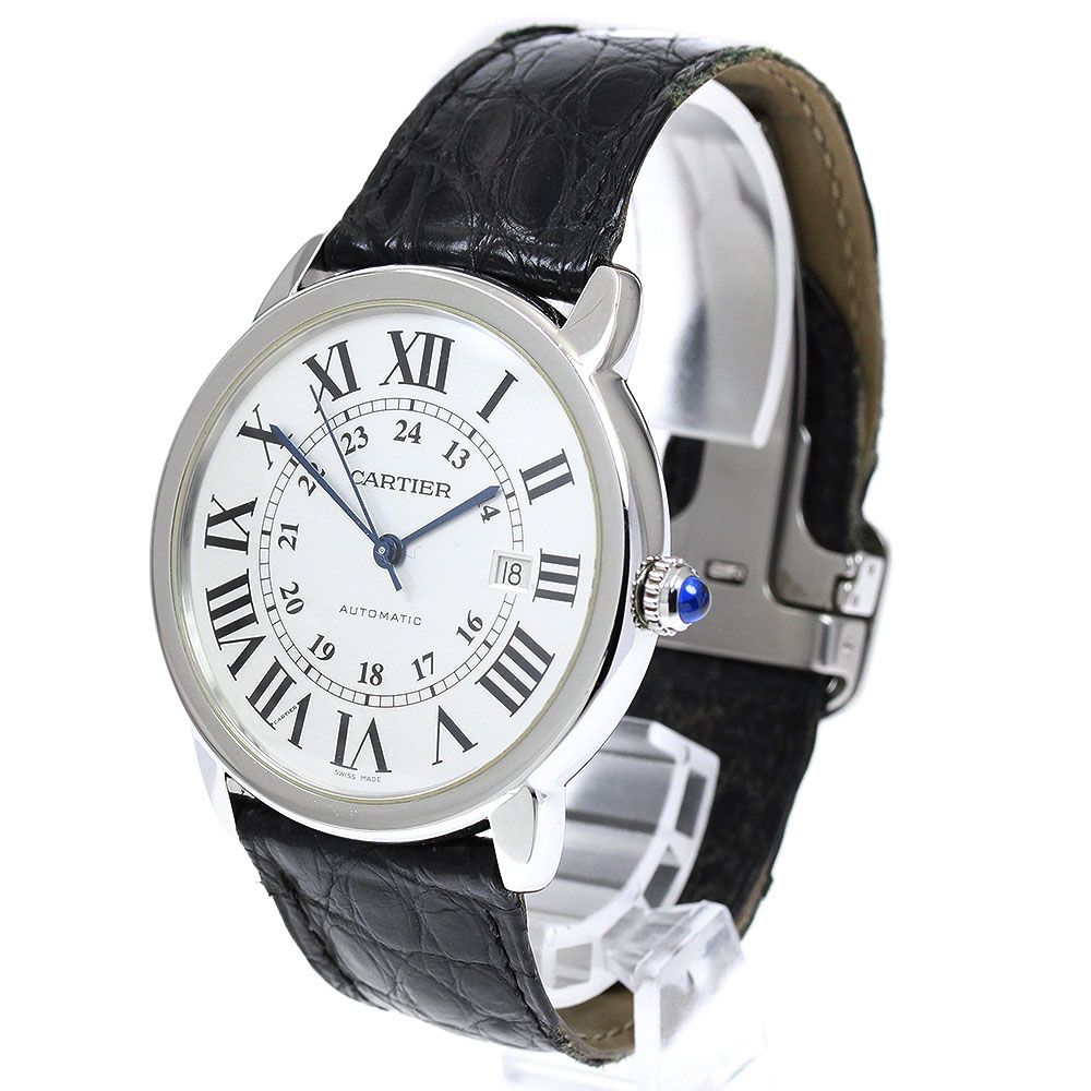  カルティエ CARTIER W6701010 ロンドソロ XL デイト 自動巻き メンズ _849501 ストライプシャツ 自動巻き時計 腕時計(アナログ)