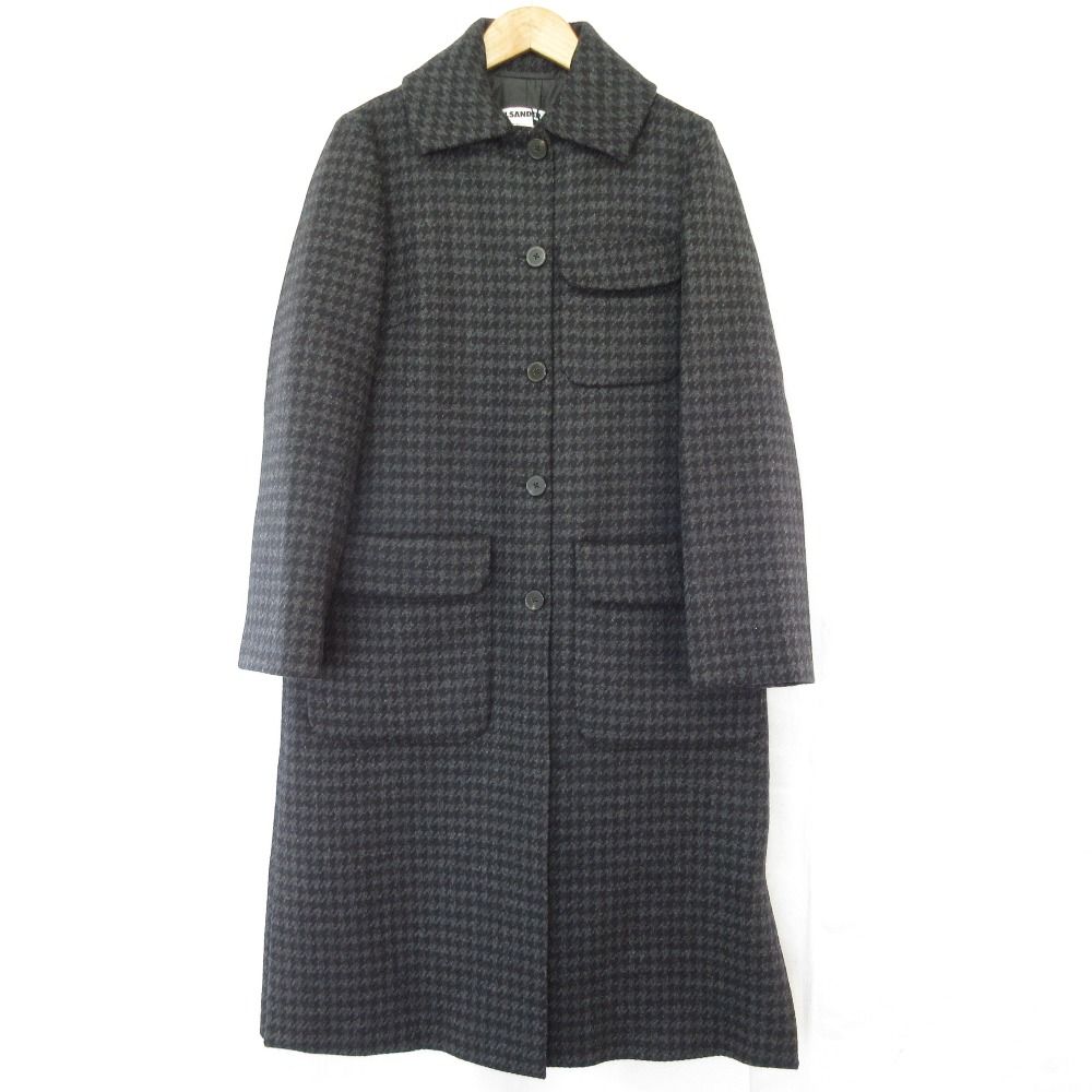 未使用 JIL SANDER ジルサンダー ハウンドトゥース ツイードロング 