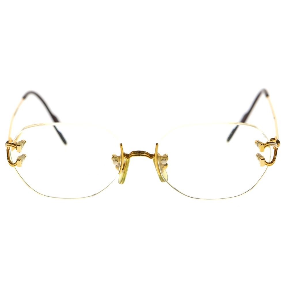 Cartier (カルティエ) リムレス 眼鏡 ゴールド GP カルティエ Cartier