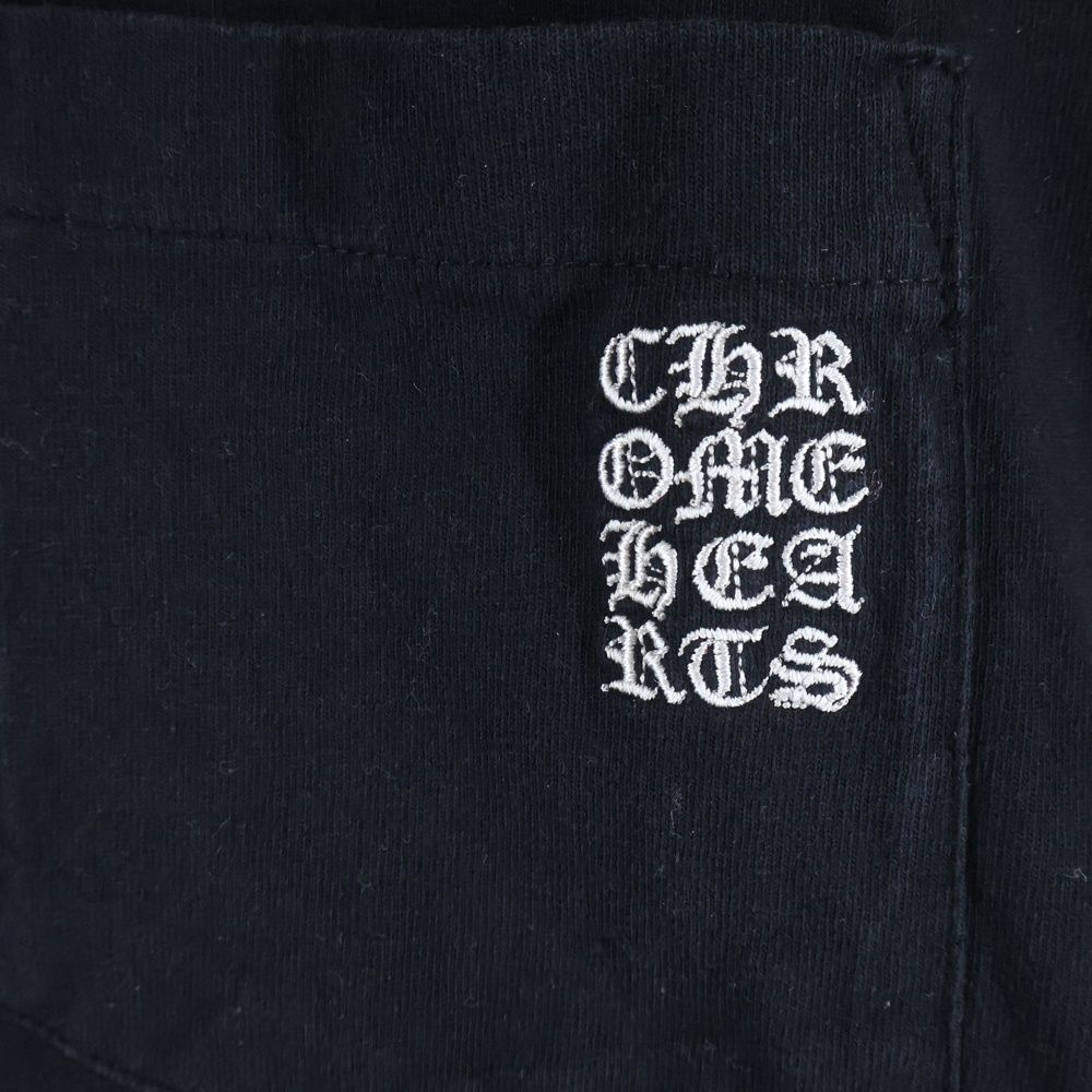 CHROME HEARTS (クロムハーツ) YNOT L/S TEE フロントロゴ刺繍 袖CHクロス刺繍 クルーネック 長袖Tシャツ ブラック