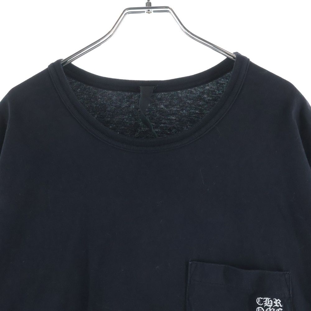 CHROME HEARTS (クロムハーツ) YNOT L/S TEE フロントロゴ刺繍 袖CHクロス刺繍 クルーネック 長袖Tシャツ ブラック