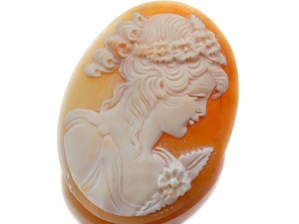 ジュエリー極】アンティーク 儚げな女性の彫刻 高級シェルカメオルース