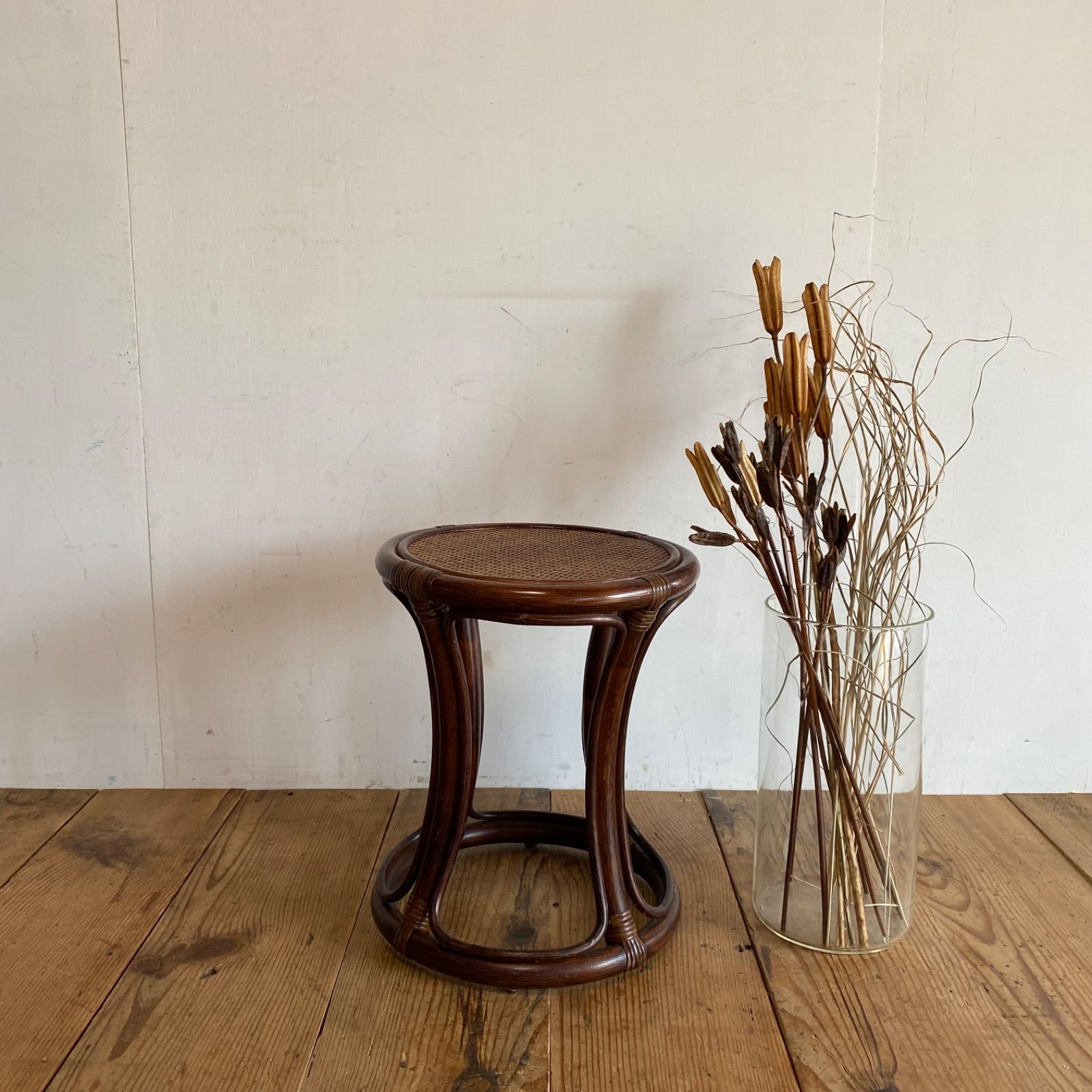ヴィンテージ ラタン 籐 スツール 椅子 Y632 - メルカリ