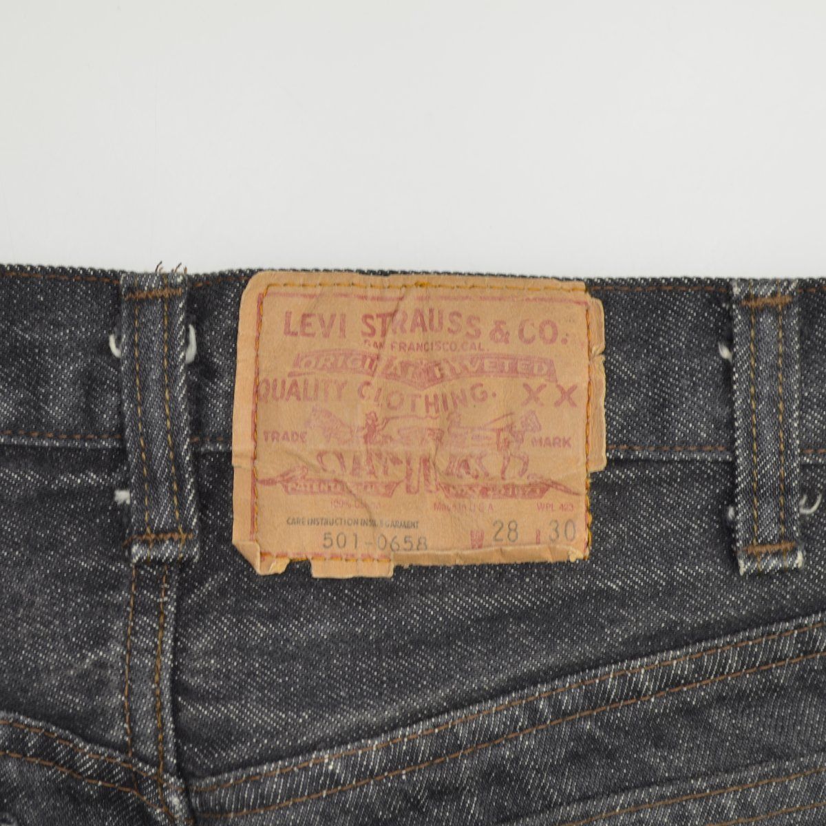 LEVIS】80s USA製 501-0658 内股シングル 先染めブラックデニムパンツ