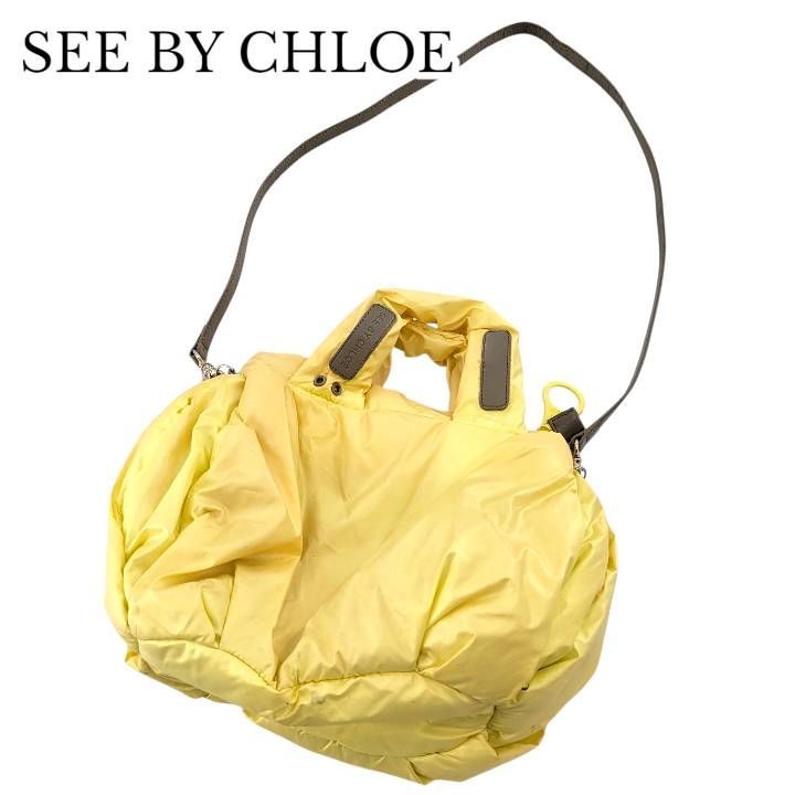 訳あり】SEE BY CHLOE シーバイクロエ ナイロンバッグ 2way イエロー