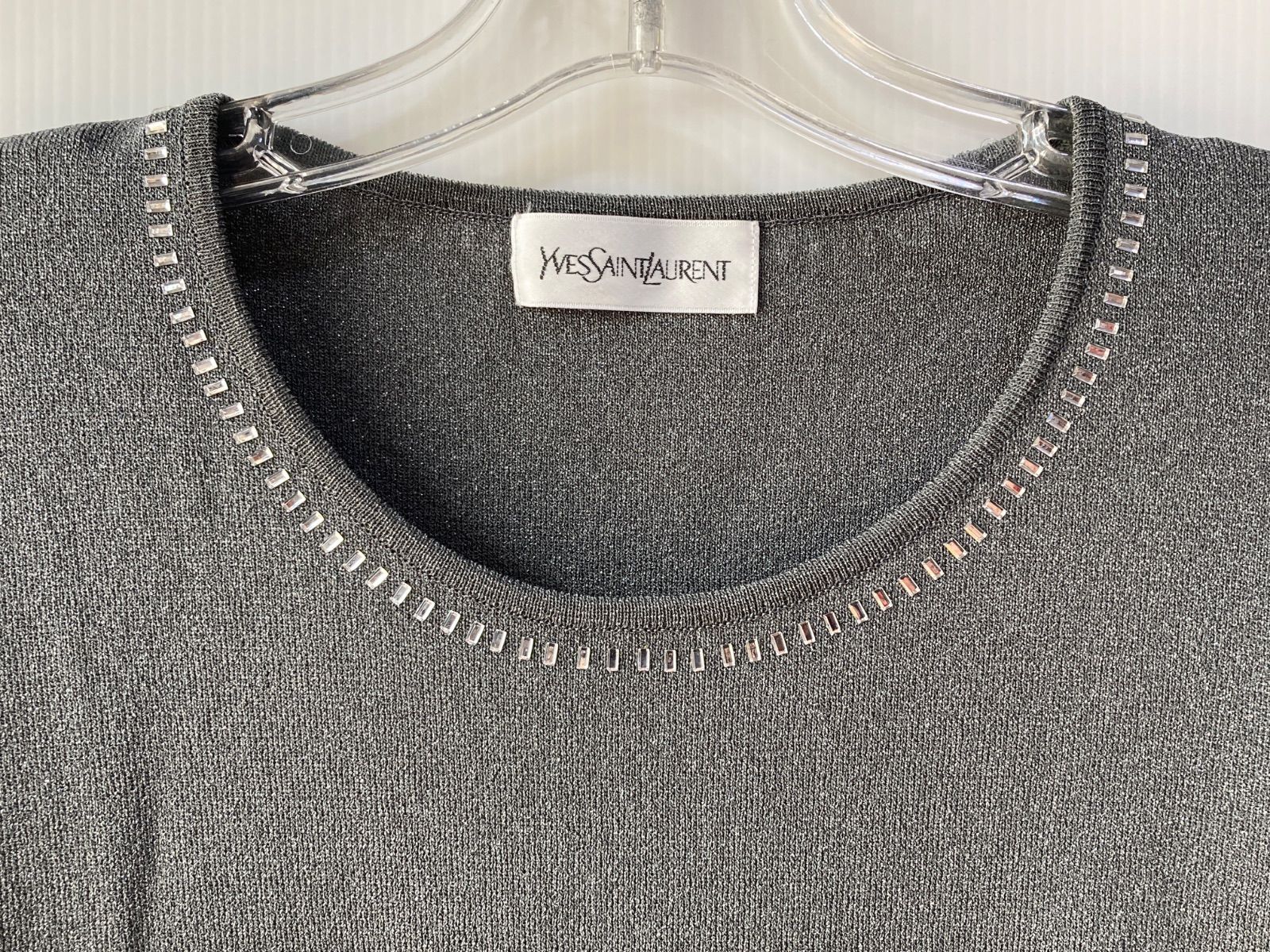 Yves Saint Laurent ラメ入り 長袖 ニット グレー /M - メルカリ
