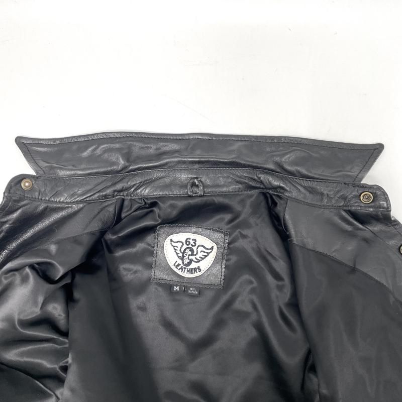 中古】63 LEATHERS レザージャケット ブラック サイズM ロクサン 