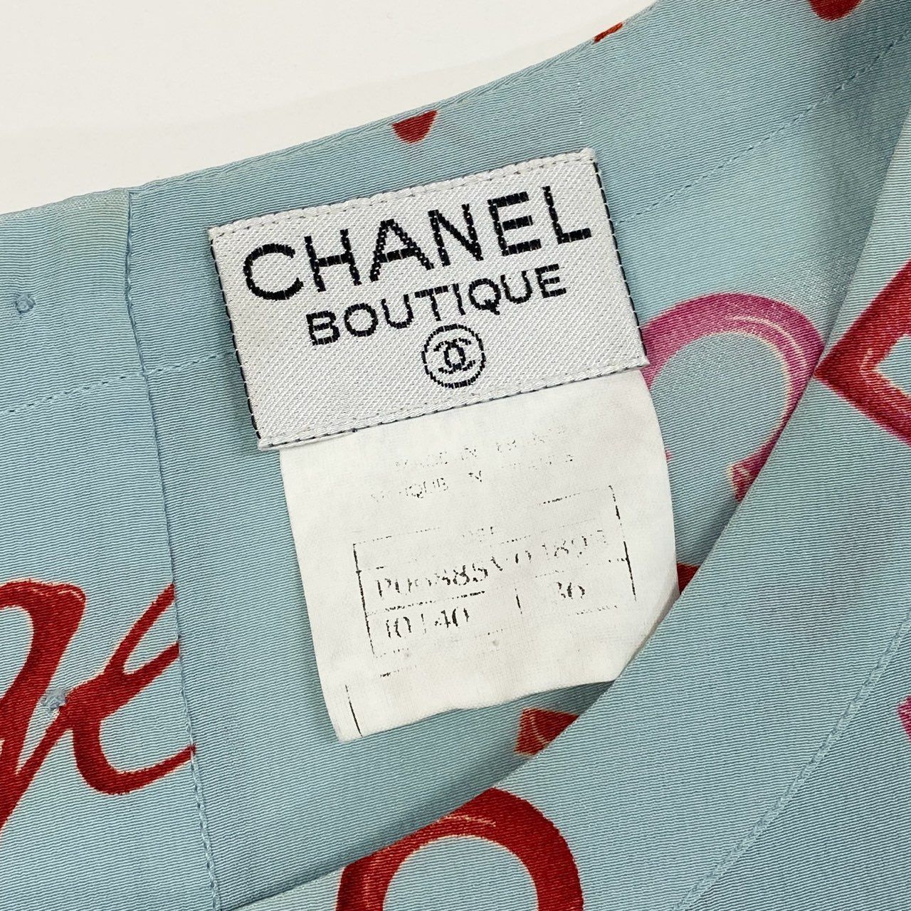 Ca15 【archive】CHANEL ヴィンテージ シャネル 1996年 96P ロゴプリント シルクブラウス 半袖ブラウス サイズ36 ブルー系 レディース トップスta1 Ca15 【archive】CHANEL ヴィンテージ シャネル 1996年 96P ロゴ