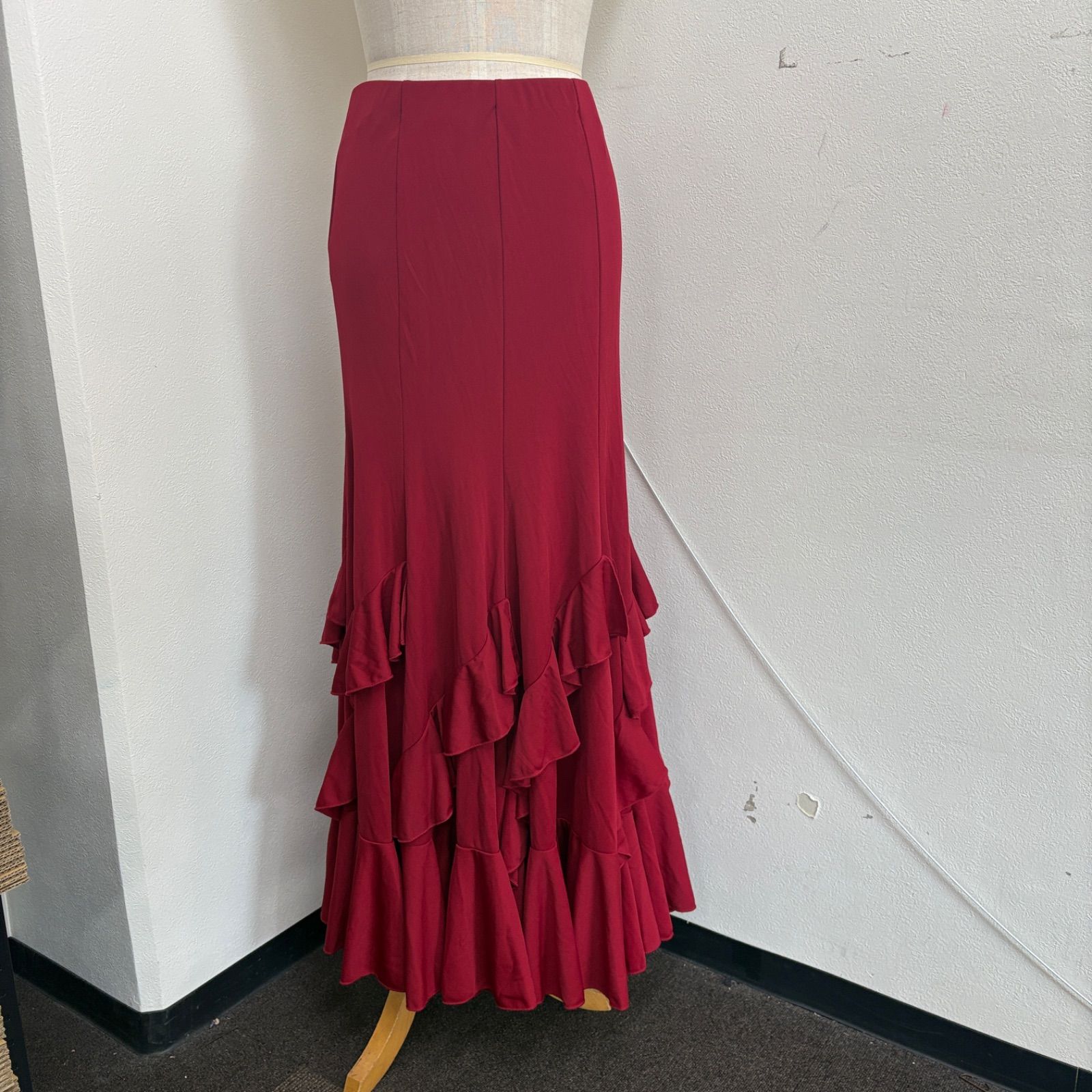 prima boutique】フラメンコ衣装 ファルダ レッド フリル スカート 