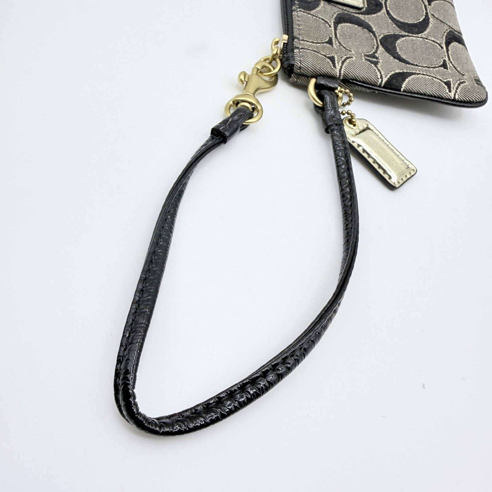 COACH（コーチ）シグネチャー リストレットポーチ キャンバス ブラック 