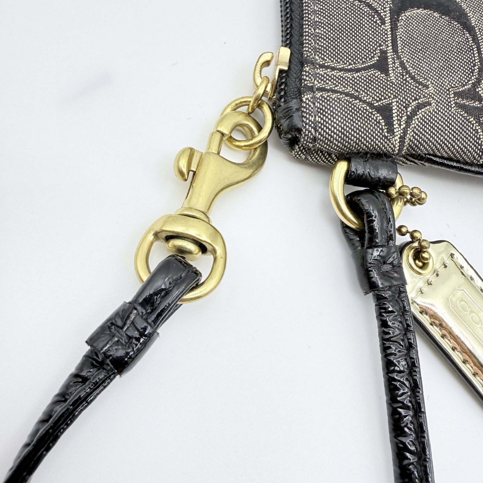 COACH（コーチ）シグネチャー リストレットポーチ キャンバス ブラック 