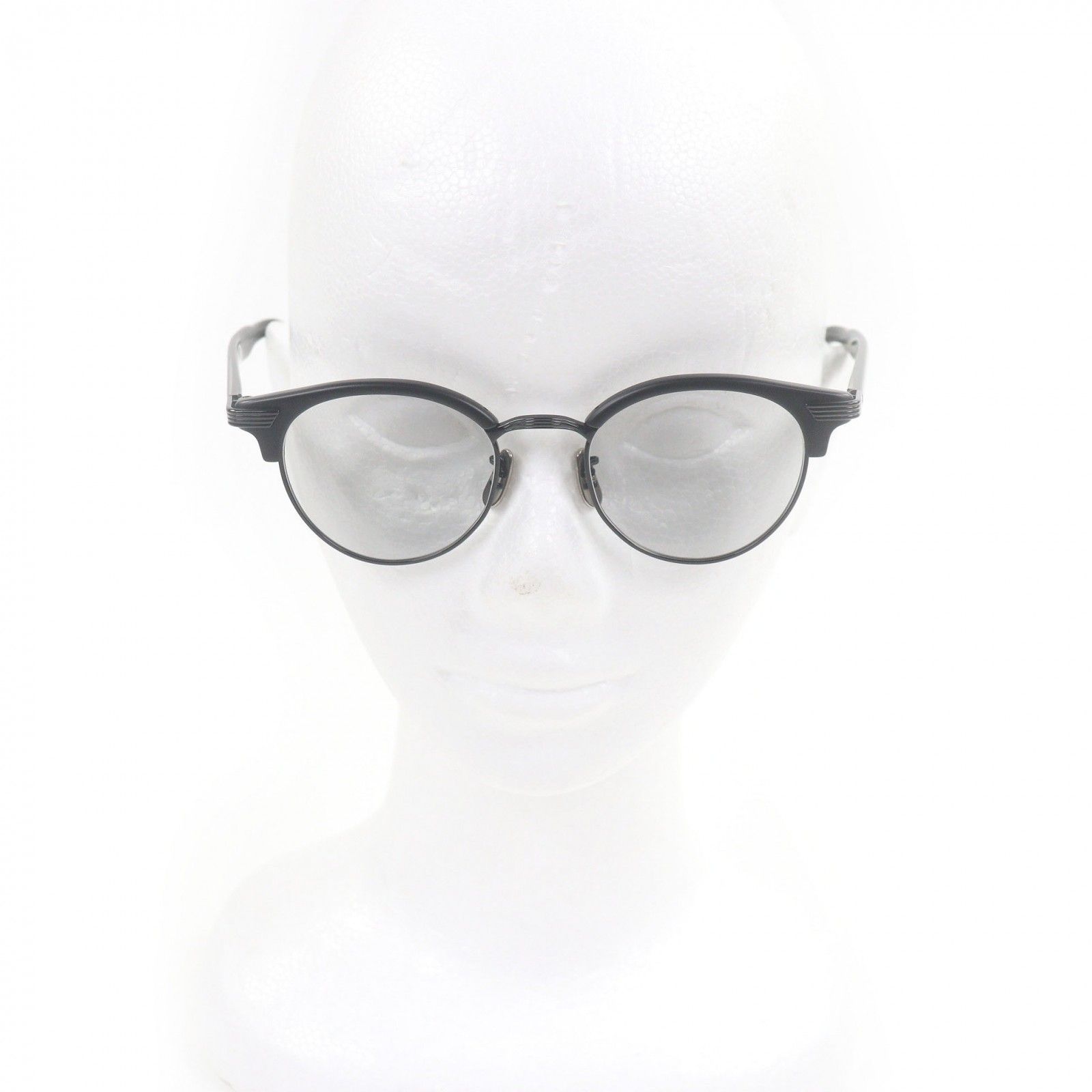 極美品□EYEVAN アイヴァン Aztec アズテック ハーフリム サーモントブロー サングラス アイウェア マットブラック 47□19-140 箱・保存袋・ケース付き 日本製 メンズ EYEVAN Aztec アイヴァン アズテック － 岡山眼鏡店