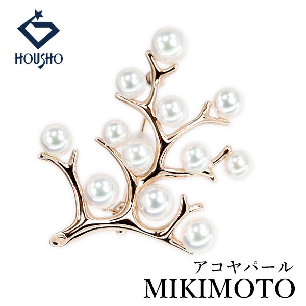 ミキモト アコヤ真珠 幸福の木 ブローチ K18ピンクゴールド MIKIMOTO