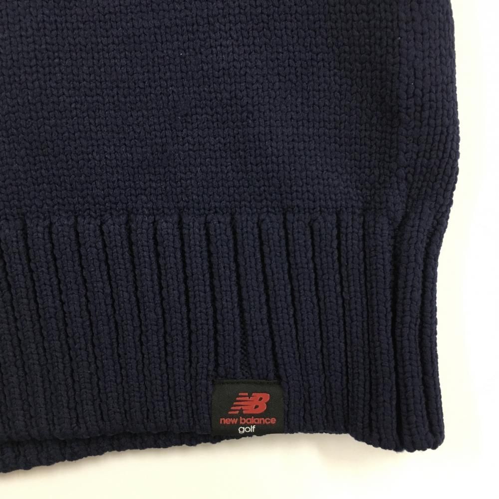 美品】ニューバランスゴルフ ニットベスト ネイビー×オレンジ Vネック