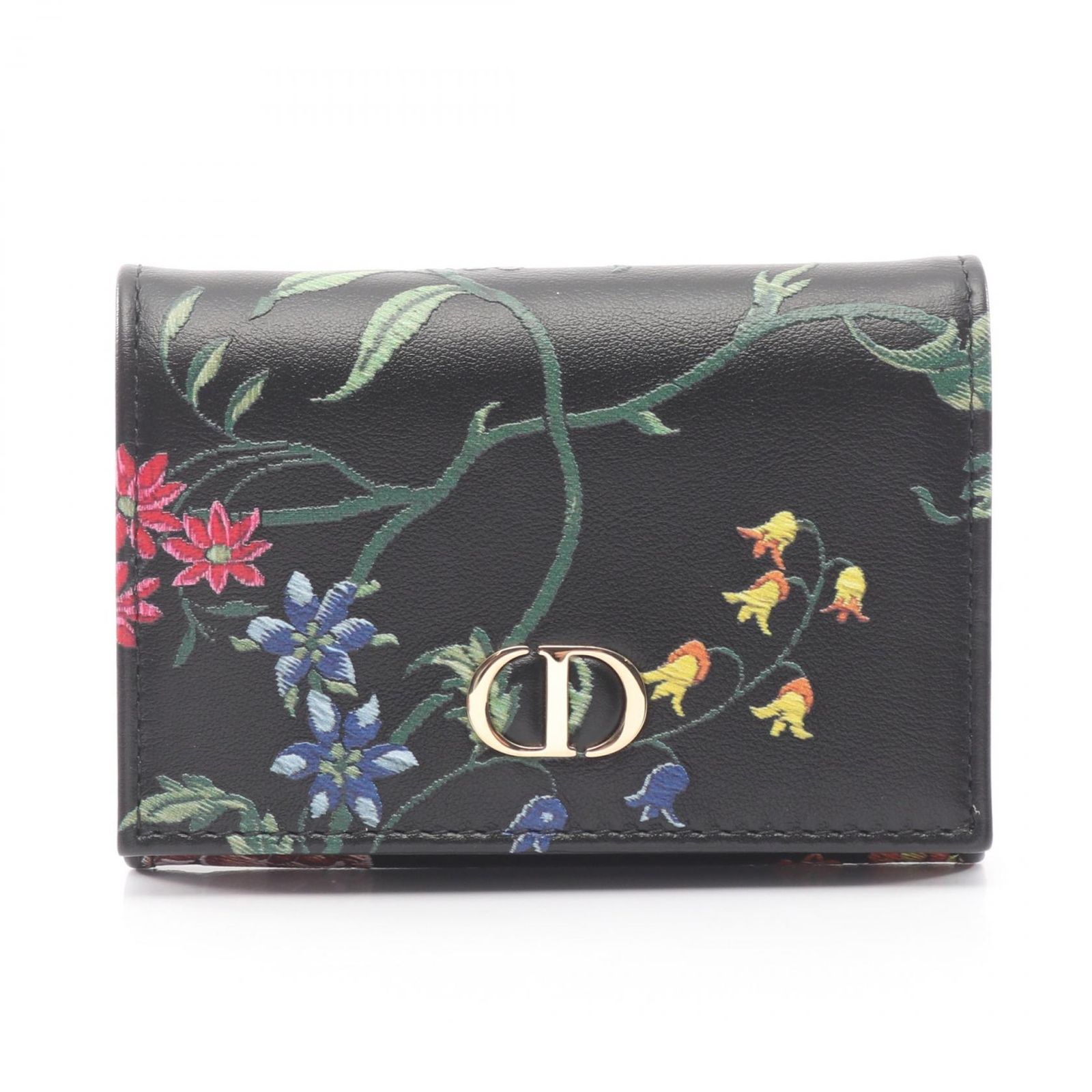 ディオール Dior 二つ折り財布 CARO XS カロ ウォレット ブラック/花柄