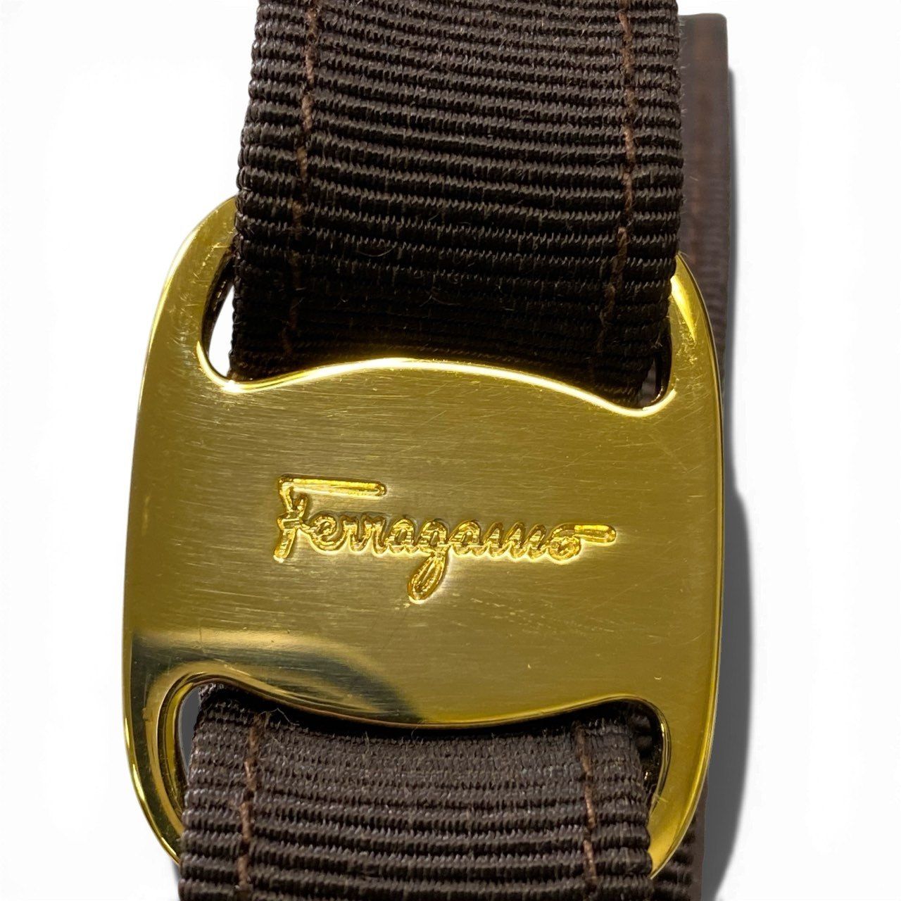 a6 Salvatore Ferragamo サルヴァトーレフェラガモ ヴァラリボン ベルト リボン イタリア製 6085 M ブラウン ゴールド レディースk02i a6 Salvatore Ferragamo サルヴァトーレフェラガモ ヴァラリボン