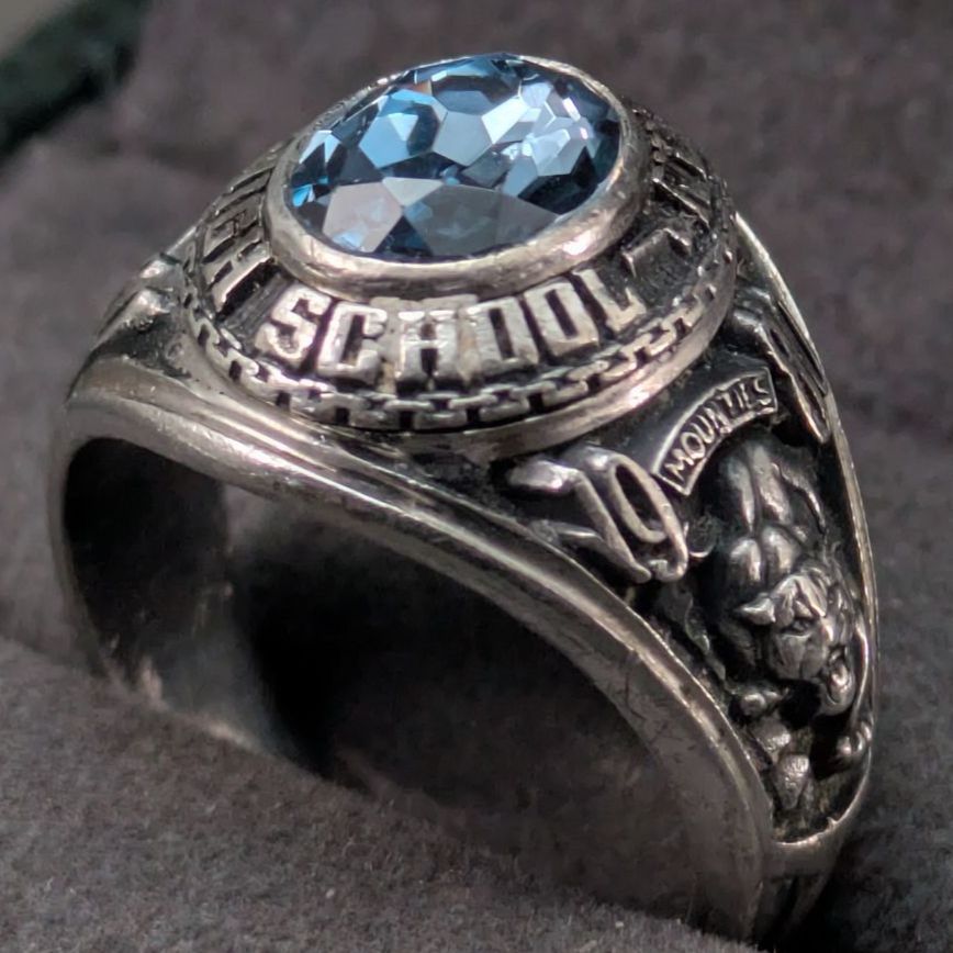 1980年 JOSTENS カレッジリング スターリングシルバー925 ブルー