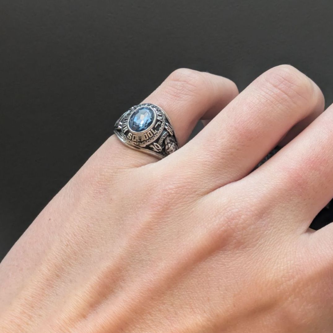 1980年 JOSTENS カレッジリング スターリングシルバー925 ブルー