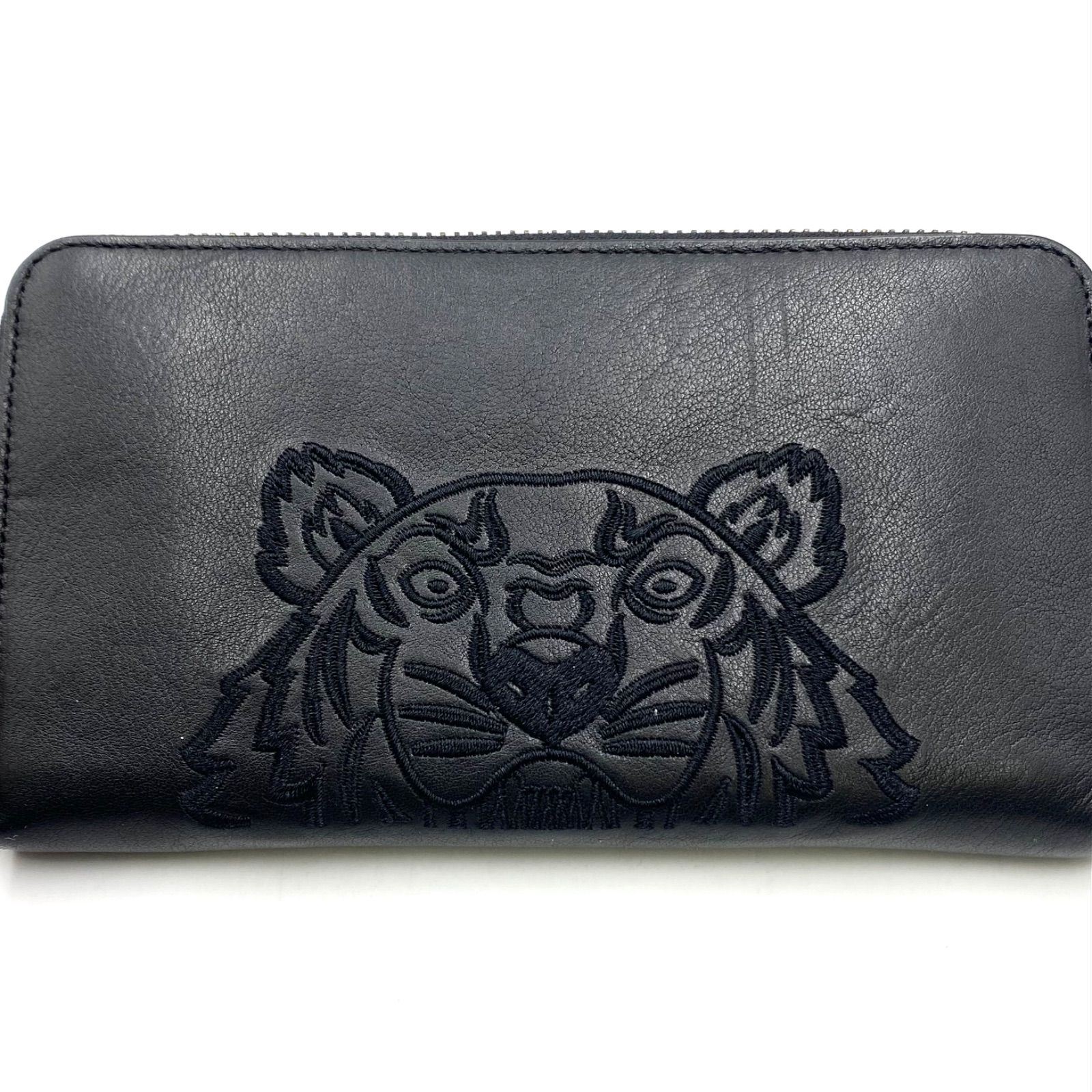 【KENZO】ケンゾー　ラウンドファスナー長財布　タイガー　レザー　ブラック KENZO ケンゾー タイガー ロゴ 長財布 ウォレット ブラック レザー