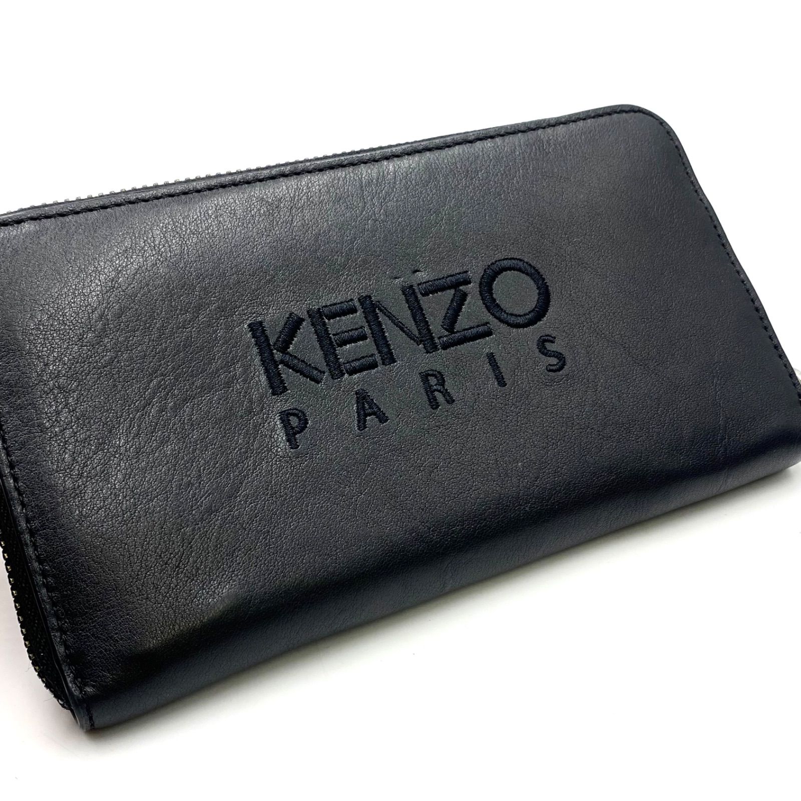 【KENZO】ケンゾー　ラウンドファスナー長財布　タイガー　レザー　ブラック KENZO ケンゾー タイガー ロゴ 長財布 ウォレット ブラック レザー