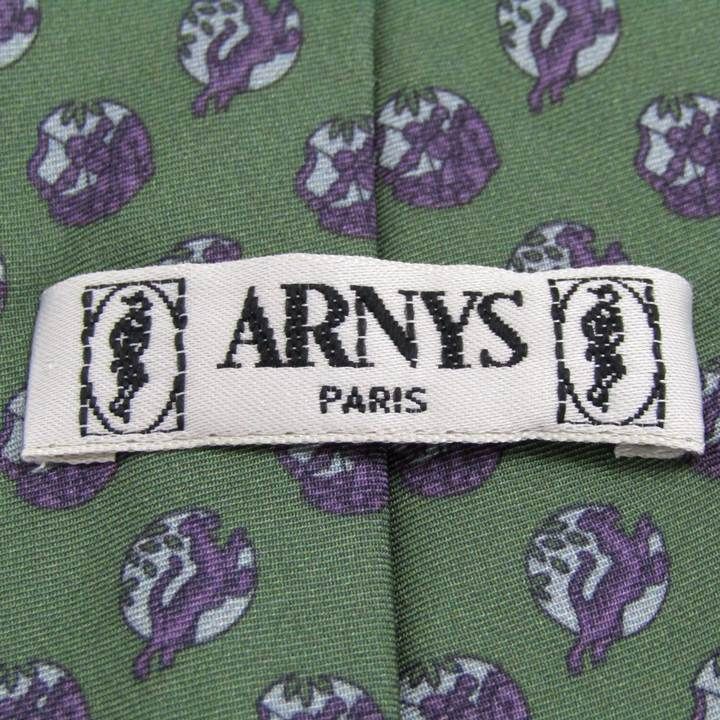 【Dead Stock】ARNYS／アルニス／プリントタイ／バード柄／グリーン アルニス ブランド ネクタイ 小紋柄 シルク PO メンズ グリーン ARNYS