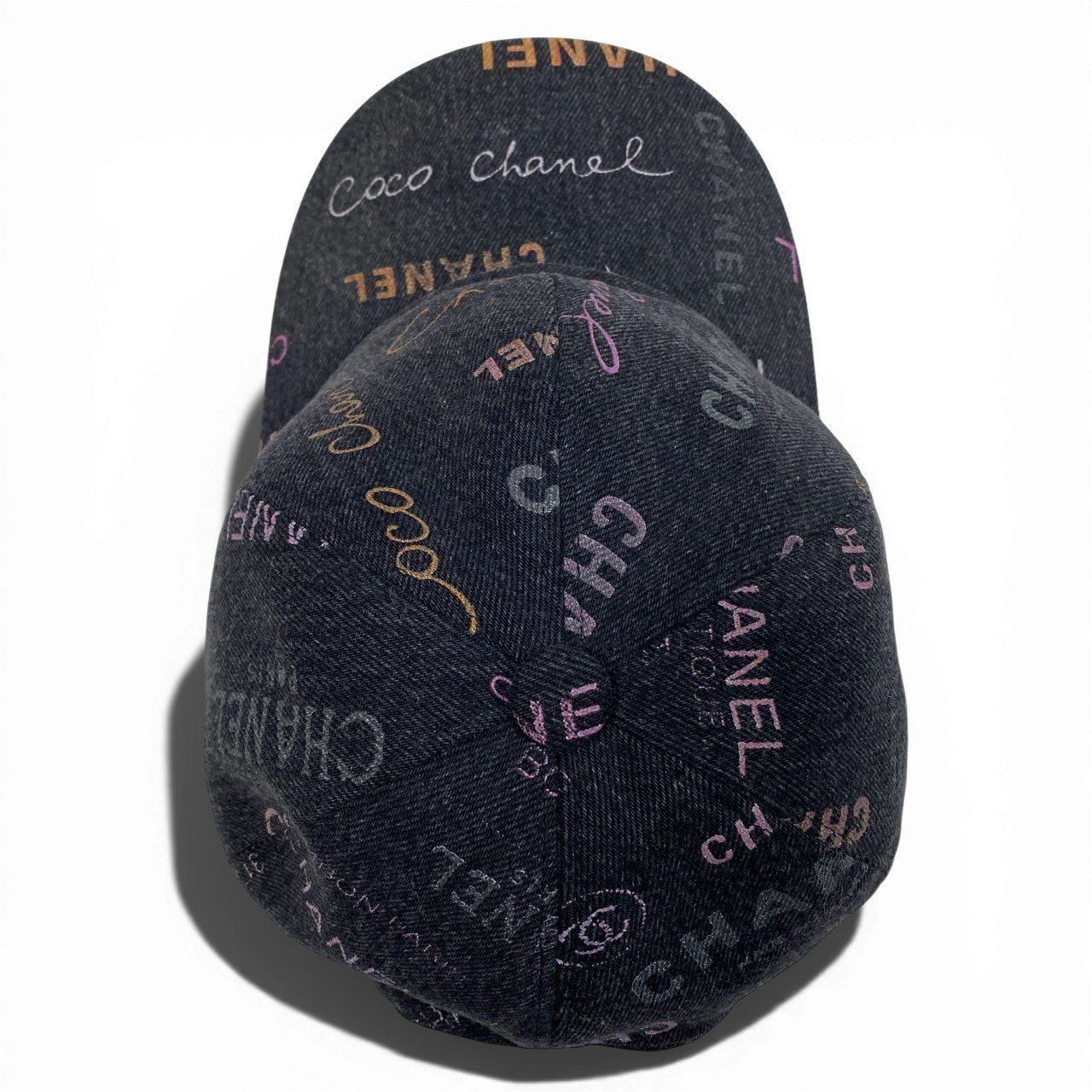 a15 CHANEL シャネル 2022年 ブラックデニム キャップ 帽子 ブラック